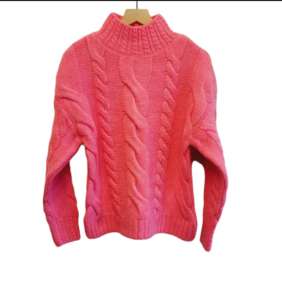 NEW Anthropologie Pink Mock Neck Cable-Knit Sweater - Various - Picture 8 of 12